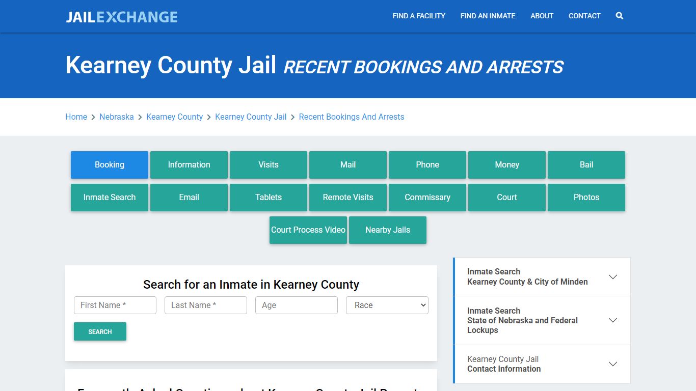 Kearney County Jail Recent Bookings And Arrests - Jail Exchange